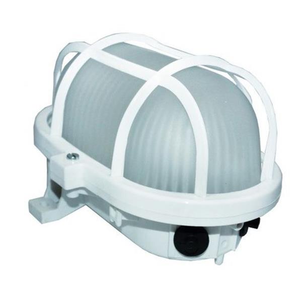 FENOPLASTICA 7040 B LED Aplique led oval IP44 rejilla terminal blanco