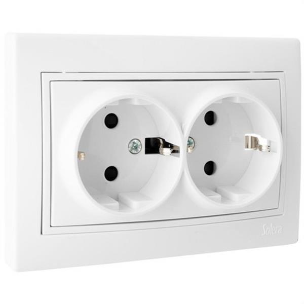 SOLERA ERP60/2U Base doble enchufe 2P+TT obturador 16A 250V 154x81 blanco