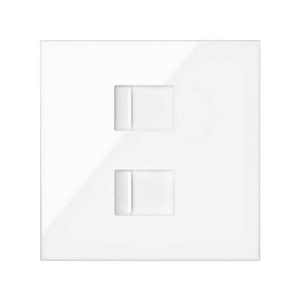 SIMON 10000006-130 Tapa V&D plana CG SIMON 100 para 2 ventanas RJ45 blanco brillante