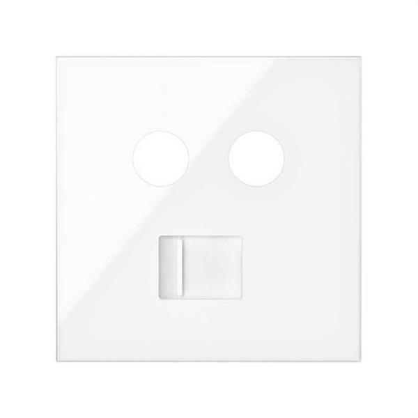 SIMON 10000072-130 Tapa SIMON 100 con 2 módulos para toma R-TV+SAT RJ45 blanco brillante