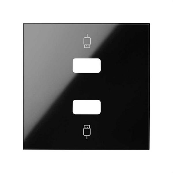 SIMON 10001090-138 Tapa SIMON 100 para 2 conectores USB y 2 módulos negro brillante