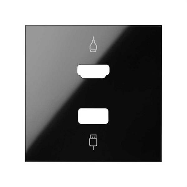 SIMON 10001095-138 Tapa SIMON 100 para conector HDMI/USB con 2 módulos negro brillante
