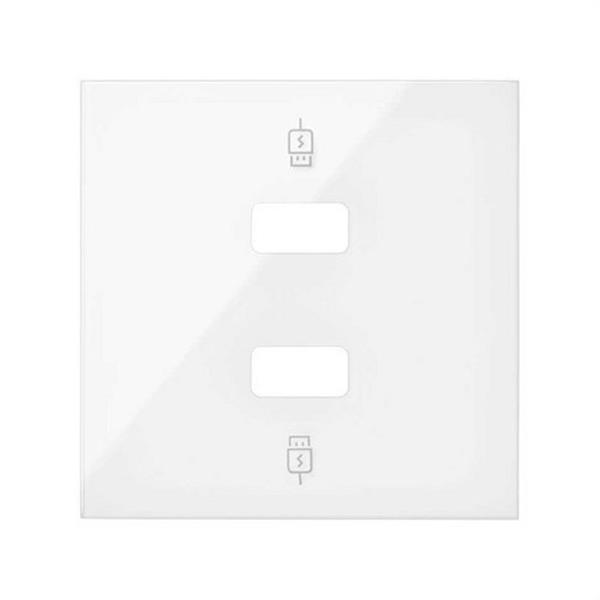 SIMON 10001096-130 Tapa cargador USB SIMON 100 con 2 bocas blanco brillante