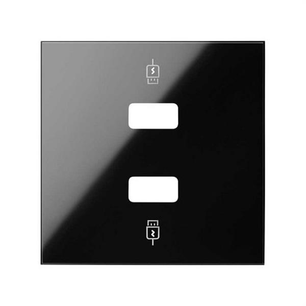 SIMON 10001096-138 Tapa cargador USB SIMON 100 con 2 bocas negro brillante