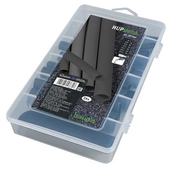 HAUPA 267204 Juego de manguera termorretráctil 3:1 negro (en caja 25 unidades)
