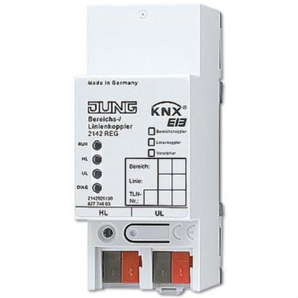 JUNG 2142REG Acoplador de línea / área KNX montaje en carril DIN 2 módulos (36 mm)