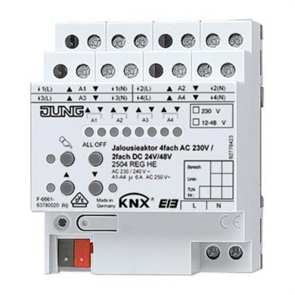 JUNG 2504REGHE Actuador persiana KNX 4 canales AC 230V 2 canal DC 24V
