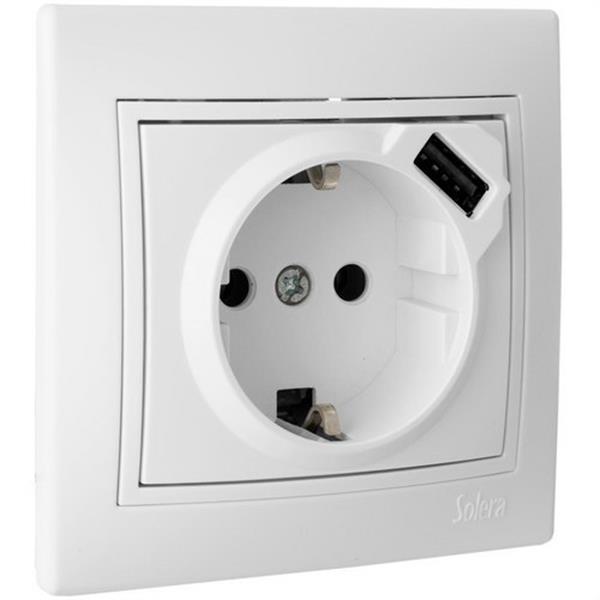 Base enchufe 2P TT con obturador 16A 250V USB 2 1A 5V Guarconsa