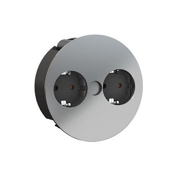 BACHMANN 931021 Caja circular empotrar mesa 2xSCHUKO negro 105mm
