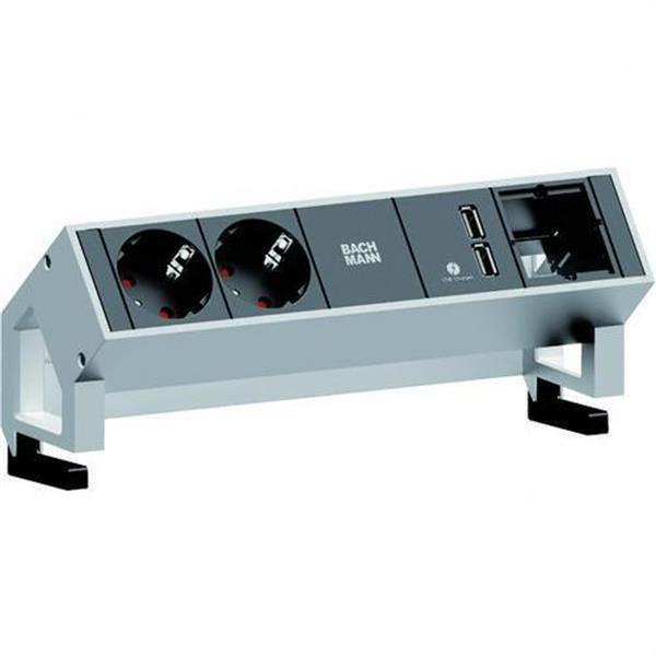BACHMANN 902228 Regleta DESK 1 cargador doble USB 2 enchufes con conexión blanco