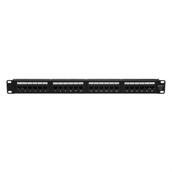 KEYNET SYSTEMS TP-61F Panel de parcheo 19" Cat6 UTP 24 puertos 1U Dual 180° bastidor trasero etiqueta