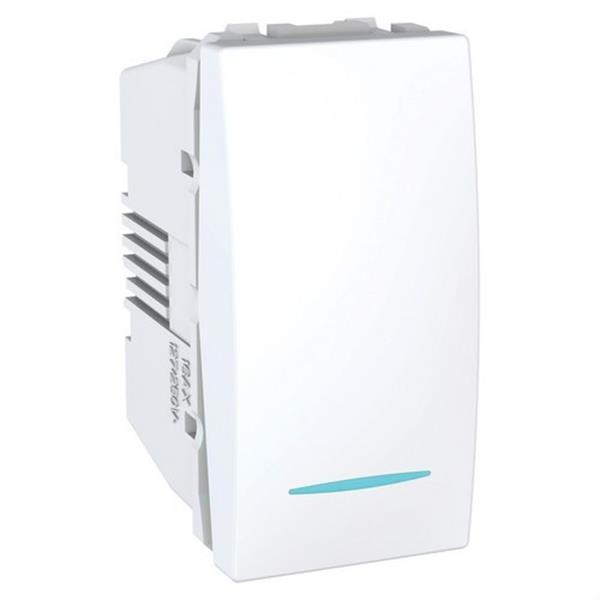 SCHNEIDER ELECTRIC MGU3.105.18N *INTERRUPTOR BALANCÍN INTERMEDIO LED AZUL 10AX 250V CA 1 MÓDULO BLANCO
