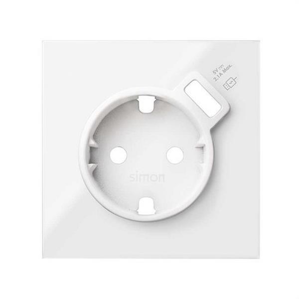 SIMON 10000049-130 Tapa SIMON 100 para base schuko con cargador USB blanco brillante