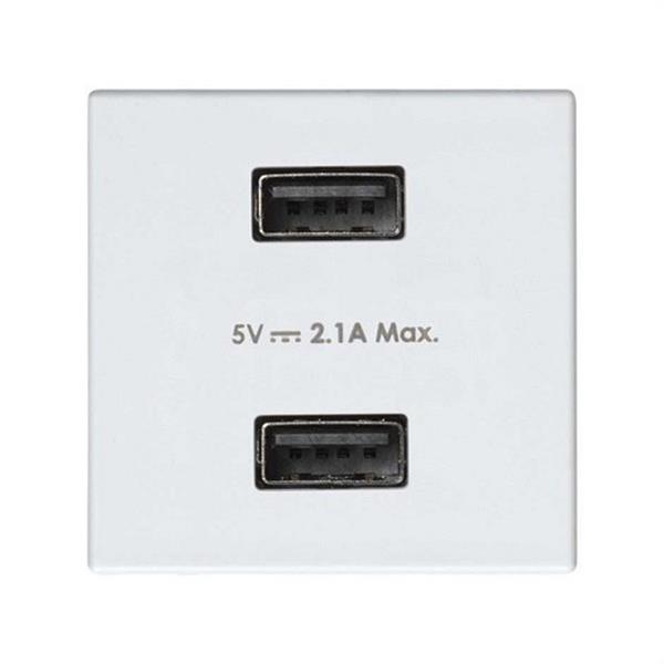 SIMON 2701096-030 Cargador SIMON 27 PLAY con 2xUSB 5V DC 2,1A blanco