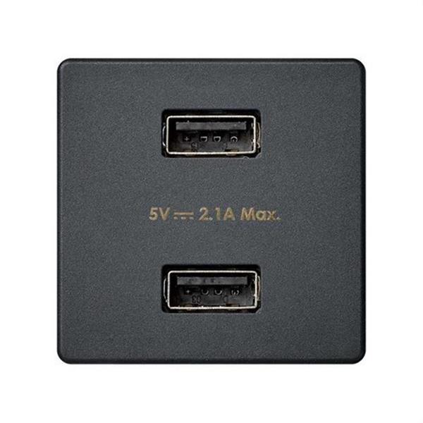 SIMON 2701096-038 Cargador SIMON 27 PLAY con 2xUSB 5V DC 2,1A grafito