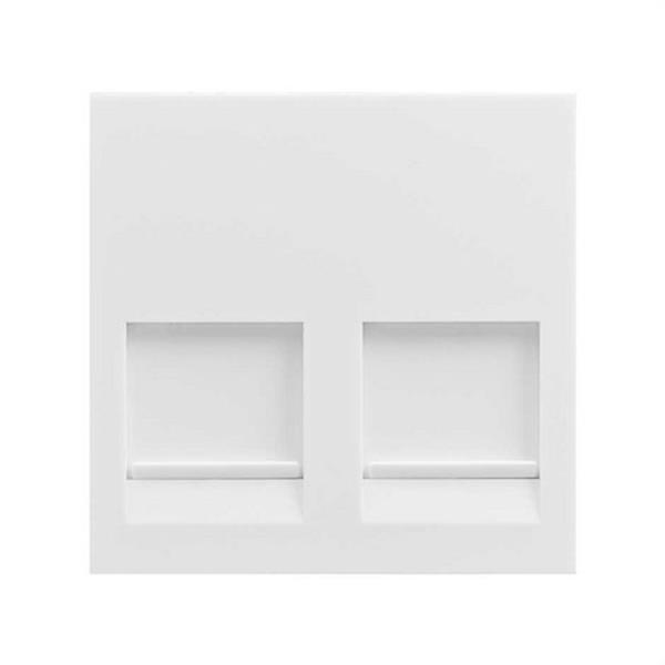 SIMON 40000089-030 Placa plana SIMON 400 con guardapolvo para 2 conectores RJ45 con clipaje KEYSTONE I, II, AT
