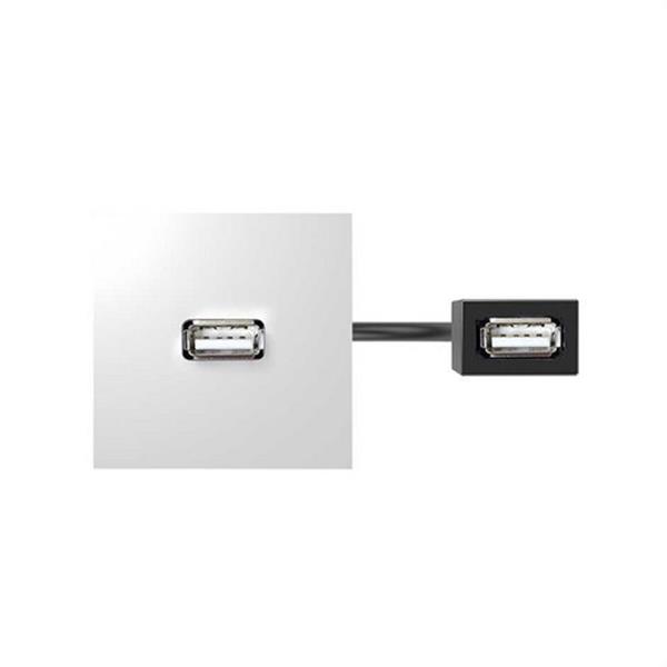 SIMON 40001191-030 Conector SIMON 400 USB tipo A H-H con latiguillo y placa incorporada blanca