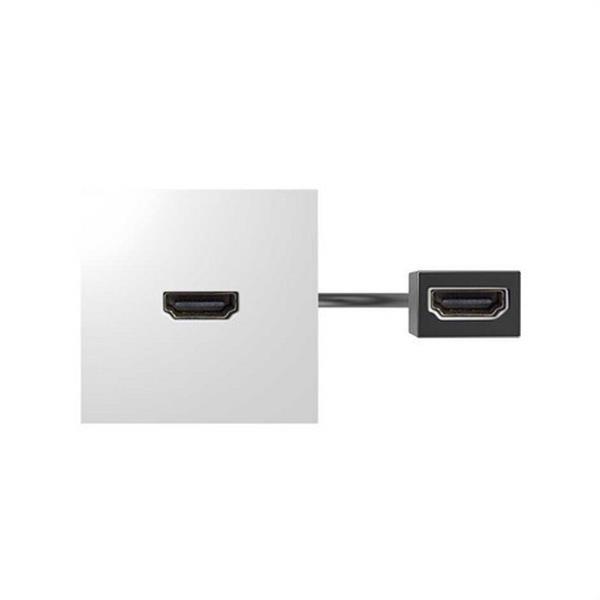 SIMON 40001194-030 Conector SIMON 400 HDMI tipo A H-H con latiguillo y placa incorporada blanca