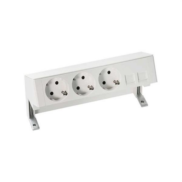 SIMON 42403020-130 Kit de sobremesa completo SIMON 400 con 3 bases de enchufe schuko+placa para 2 conectores R