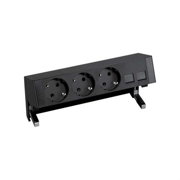 SIMON 42403020-138 Kit de sobremesa completo SIMON 400 con 3 bases de enchufe schuko+placa para 2 conectores R