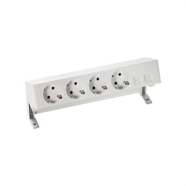 SIMON 42504020-130 Kit de sobremesa completo SIMON 400 con 4 bases de enchufe schuko+placa para 2 conectores R