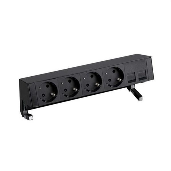 SIMON 42504020-138 Kit de sobremesa completo SIMON 400 con 4 bases de enchufe schuko+placa para 2 conectores R