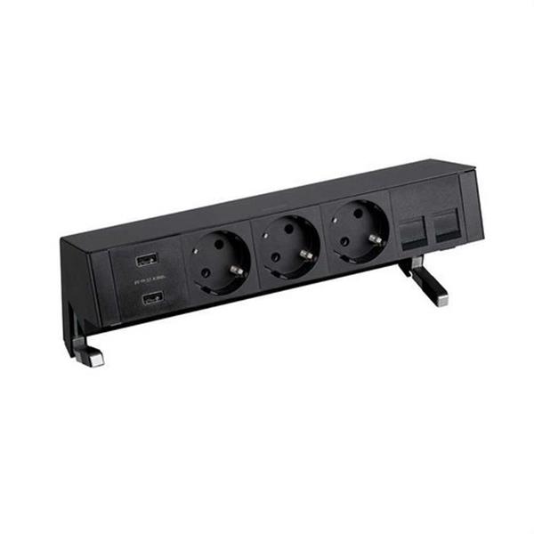 SIMON 42523020-138 Kit de sobremesa completo SIMON 400 con cargador 2xUSB+3 schukos+placa para 2 conectores RJ