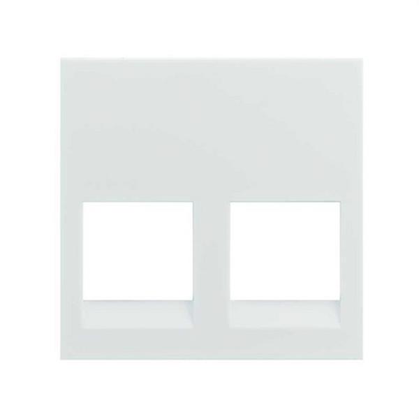 SIMON 40000189-030 Placa plana SIMON 400 sin guardapolvo para 2 conectores RJ45 con clipaje KEYSTONE I, II, AT
