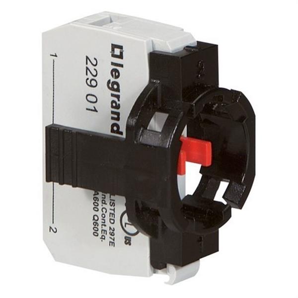 LEGRAND 022961 Bloque 1NC + abrazadera para 1 módulo para cabezas no iluminadas con conexión por tornillos