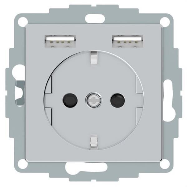 SCHNEIDER ELECTRIC MTN2366-0460 Schuko + 2 cargador USB 2,4A M-ELEGANCE aluminio