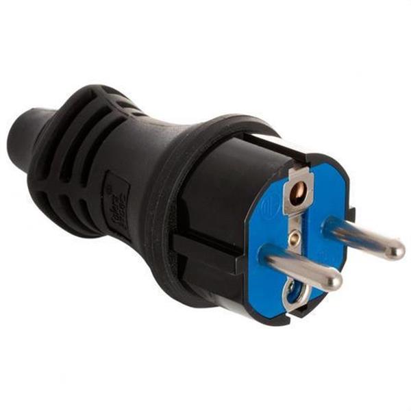 SOLERA 5706C Clavija 2P+T 16A 250V con doble sistema a tierra, sujetacables abatible IP44 material cauch