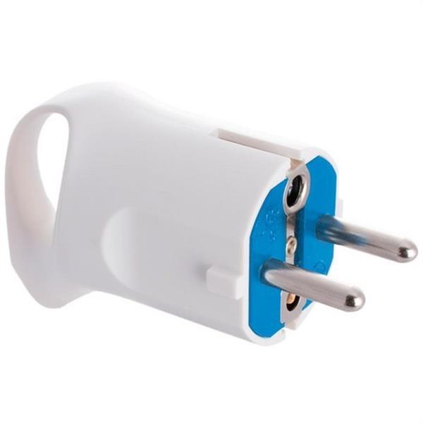SOLERA 6566A Clavija 2P+T 16A 250V doble sistema de tierra, sujetacables abatible para fácil embornamien