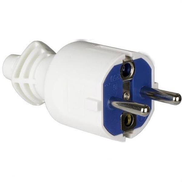 SOLERA 706CB Clavija 2P+T 16A 250V PVC con doble sistema a tierra, sujetacables abatible para fácil embo