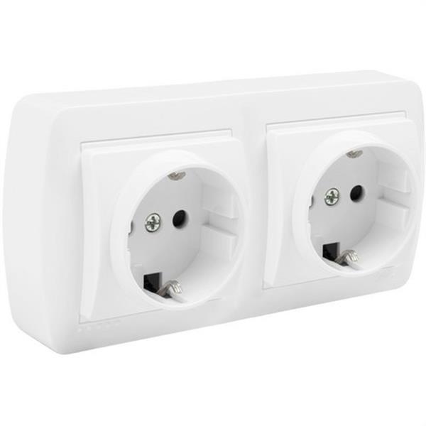 SOLERA MUR66U Base fija doble 2P+T 16A 250V 148x72x28 blanco