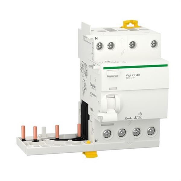 SCHNEIDER ELECTRIC A9Y74740 Dispositivo ACTI 9 VIGI ICG40 3PN 40A 30mA ASI VIGI de corriente residual complementario