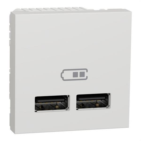 SCHNEIDER ELECTRIC NU341818 Cargador doble USB 2,1A con 2 módulos blanco polar