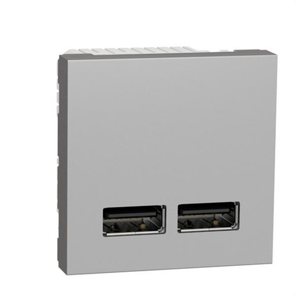 SCHNEIDER ELECTRIC NU341830 Cargador doble USB 2,1A con 2 módulos aluminio