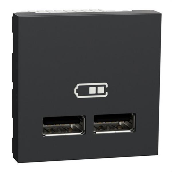 SCHNEIDER ELECTRIC NU341854 Cargador doble USB 2,1A con 2 módulos antracita