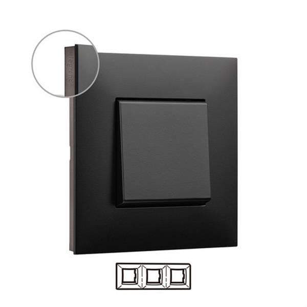LEGRAND 741063 Placa VALENA NEXT con 3 elementos dark/cromo