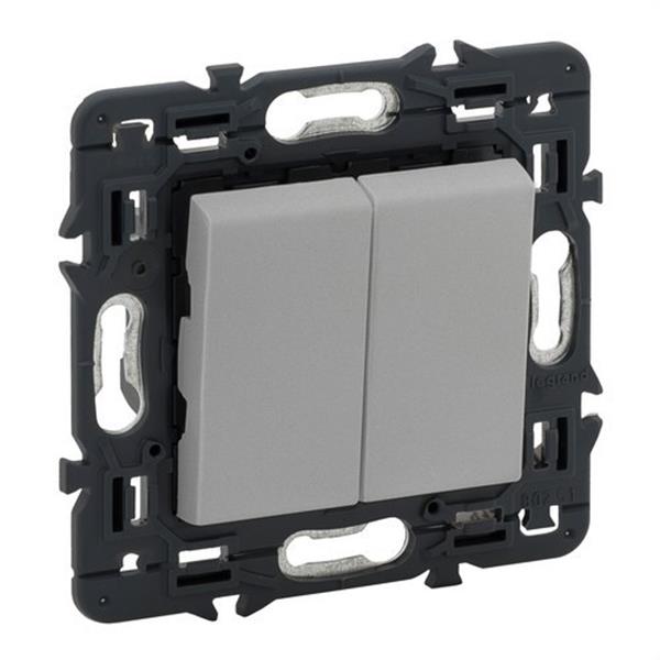 LEGRAND 741344 Interruptor doble VALENA NEXT 1P 10AX aluminio