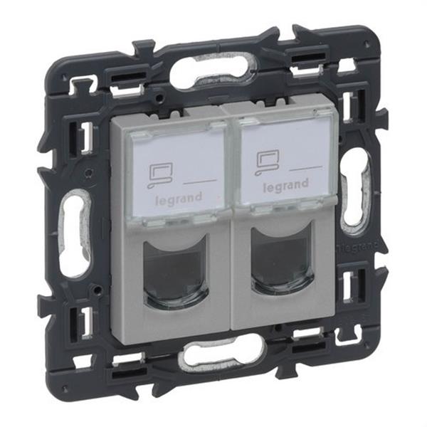 LEGRAND 741376 Base VALENA NEXT 2XRJ45 UTP categoría 6 aluminio