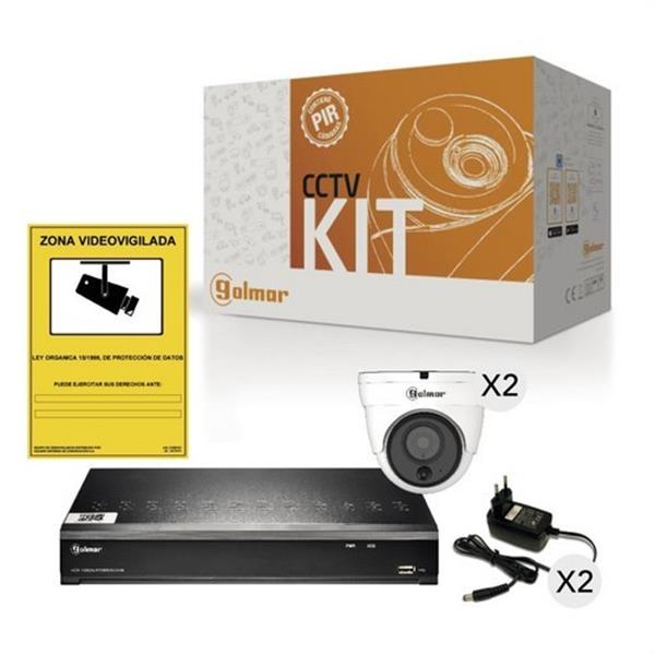 GOLMAR 31600903 Kit-2DHVR1P con DVR y dos domos PIR