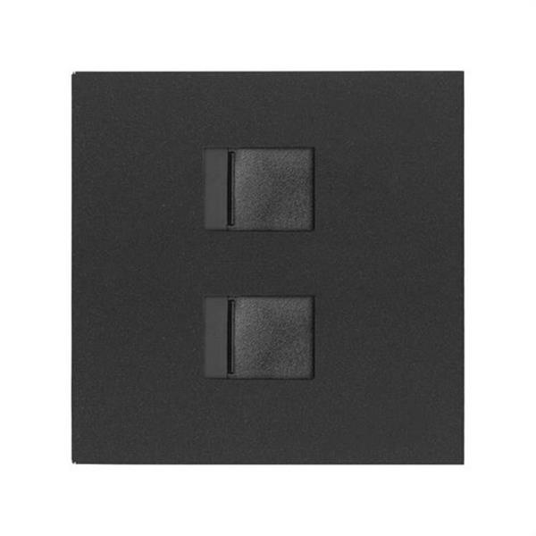 SIMON 10000006-238 Tapa V&D plana CG SIMON 100 para 2 ventanas RJ45 negro mate