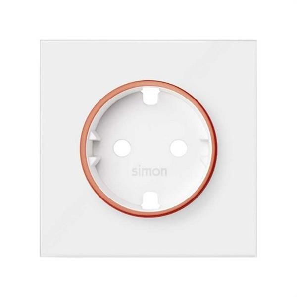 SIMON 10000037-230 Tapa SIMON 100 con aro rojo para base de enchufe schuko blanco mate