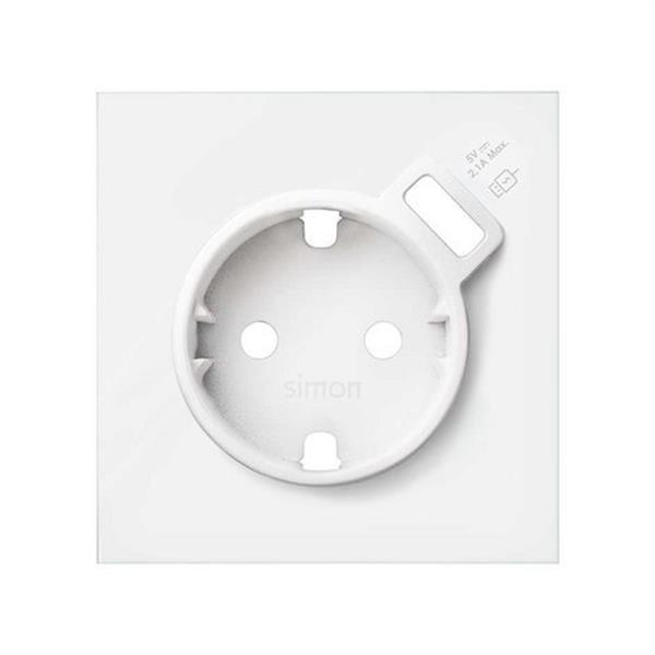 SIMON 10000049-230 Tapa SIMON 100 para base schuko con cargador USB blanco mate