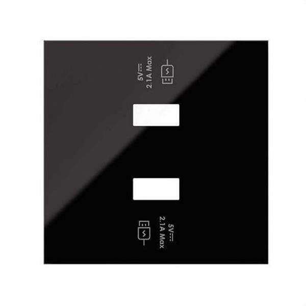 SIMON 10001196-138 Tapa cargador USB SIMON 100 con 2 bocas carga rápida negro brillante