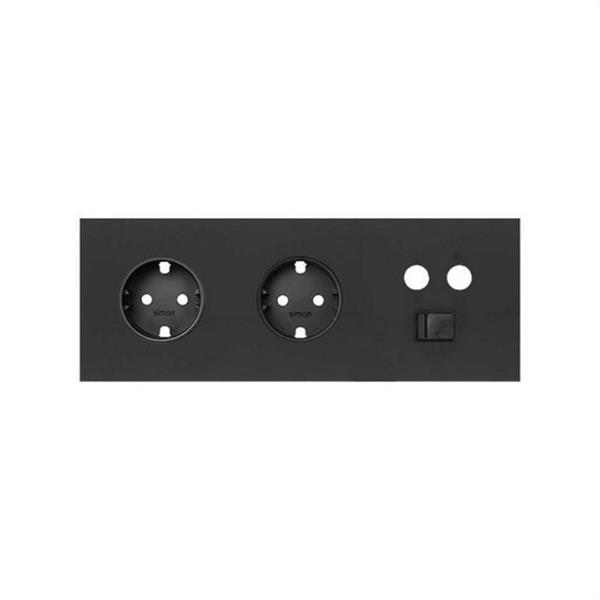 SIMON 10020303-238 Kit frontal SIMON 100 con 3 elementos+2 bases+TV+RJ45 negro mate