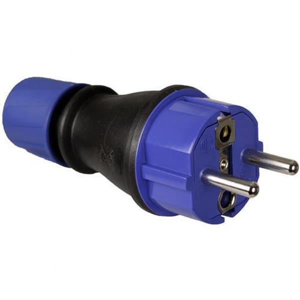SOLERA 706T Clavija bipolar con T/T lateral 16A 250V espigas de diámetro 4,8mm con presa estopa caucho 