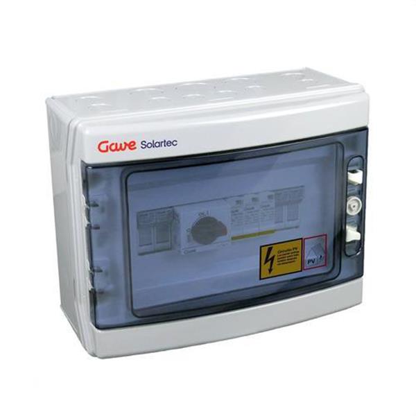 GAVE STM21040P15 Caja modular conexión PV 2 strings fusible 15A + protector sobretensión II