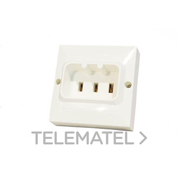 QRB 180015 Base fija 2P+T 25A 250V IP44 polipropileno blanco